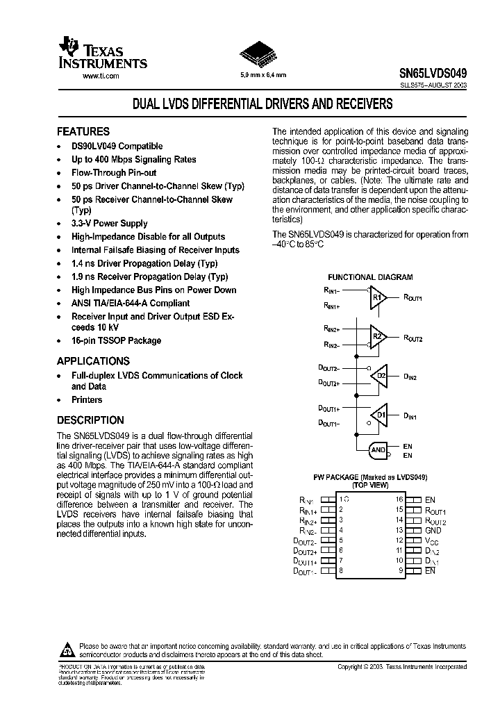 SN65LVDS049PW_9095508.PDF Datasheet