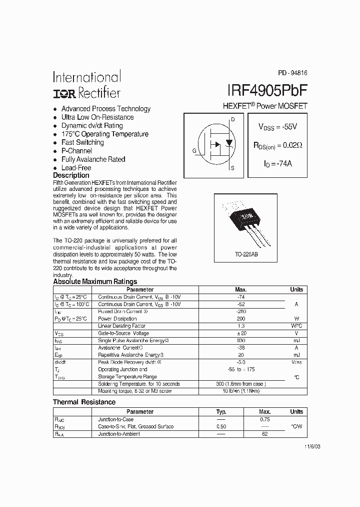 IRF4905PBF-15_9103756.PDF Datasheet