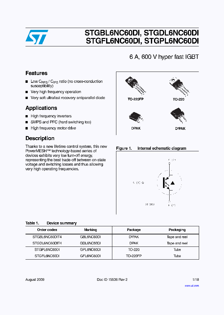 STGDL6NC60DI_9105321.PDF Datasheet