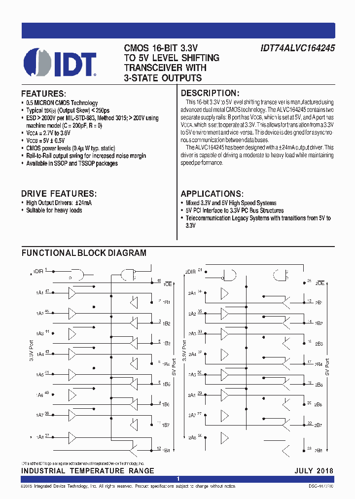 IDT74ALVC164245_9109766.PDF Datasheet