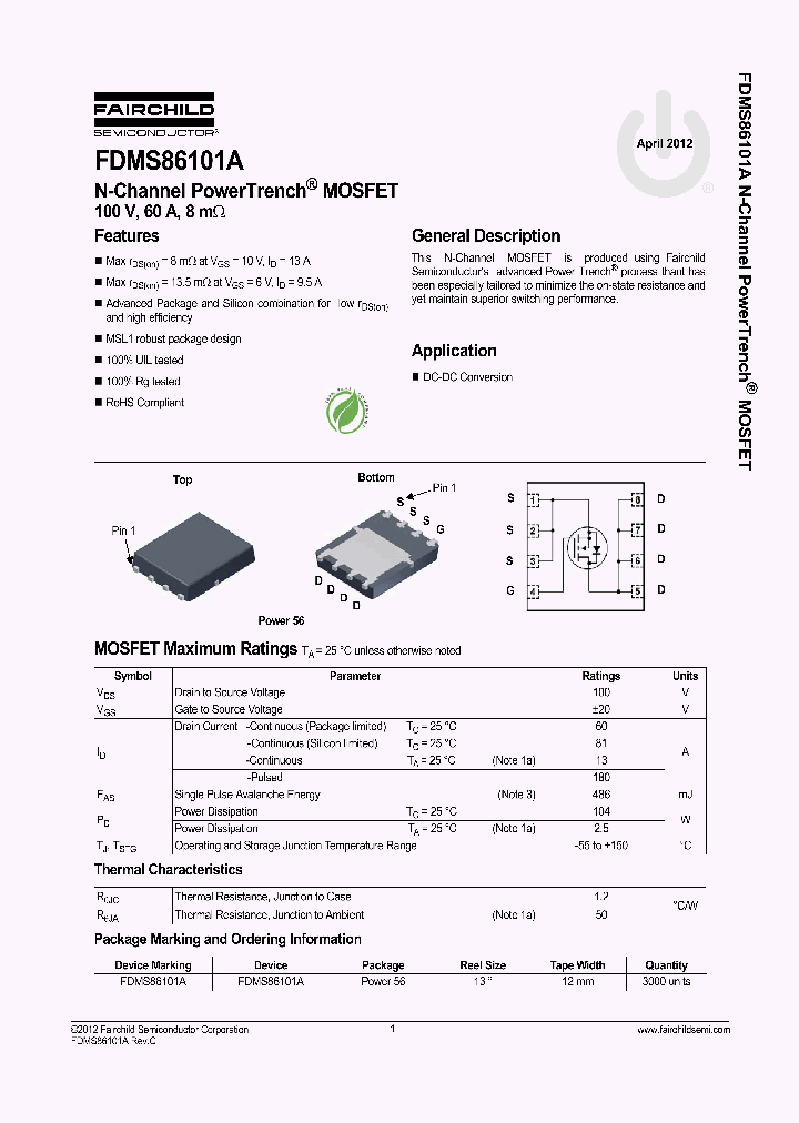 FDMS86101A_9117504.PDF Datasheet