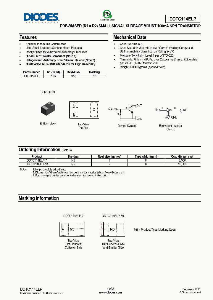 DDTC114ELP-7_9140233.PDF Datasheet